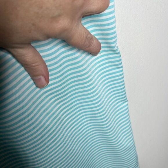 Footjoy FJ Polo Shirt Mens Large Collared Short Sleeve Golf Stretch Striped Blue - Picture 3 of 12